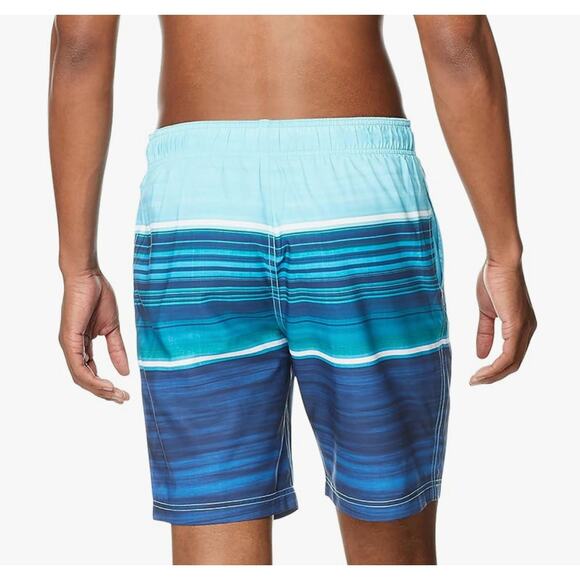 SPEEDO Mens Barrier Beach Bondi Aqua Drawstring Flat Frong Swim Trunks Small NWT - Picture 2 of 3